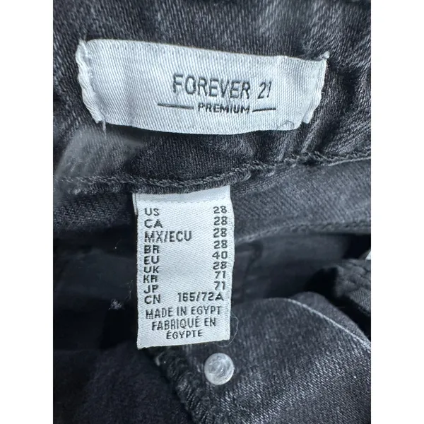 Forever‎ 21 Womens Black Denim Flare Jeans Size 28 Button Fly Festival Fringe - Image 6