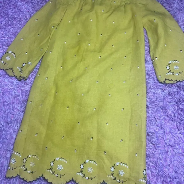 Saks 5th Avenue Vintage Embroidered Yellow Dress - Image 2