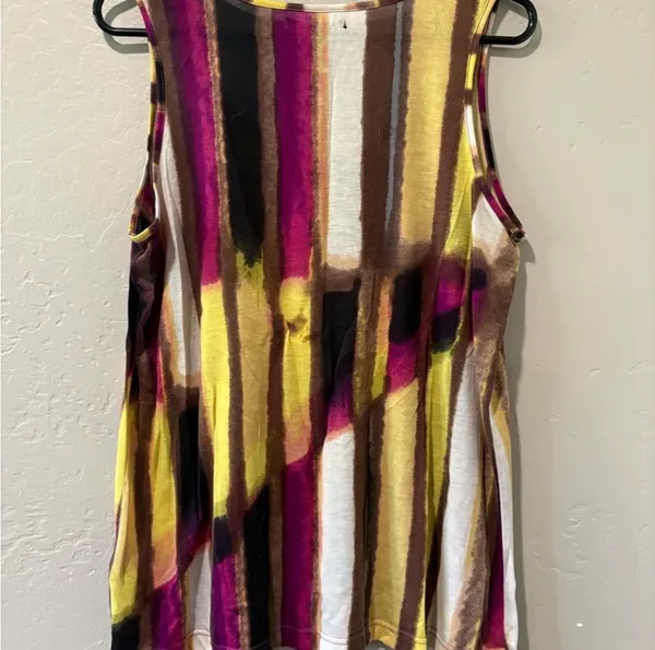 Kenneth Cole Yellow/Purple/White/Brown Multi Color Tank Top - Image 7