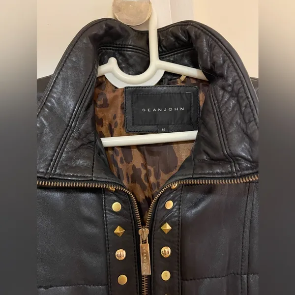Biker Stud Quilted Leather Jacket - Image 4