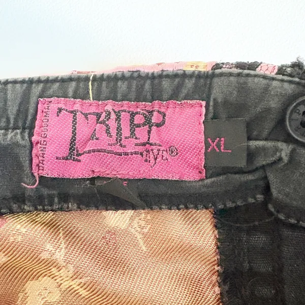 Tripp NYC Womens Y2K Pink Floral Brocade Lace Up Mall Goth Punk Corset Top XL - Image 4