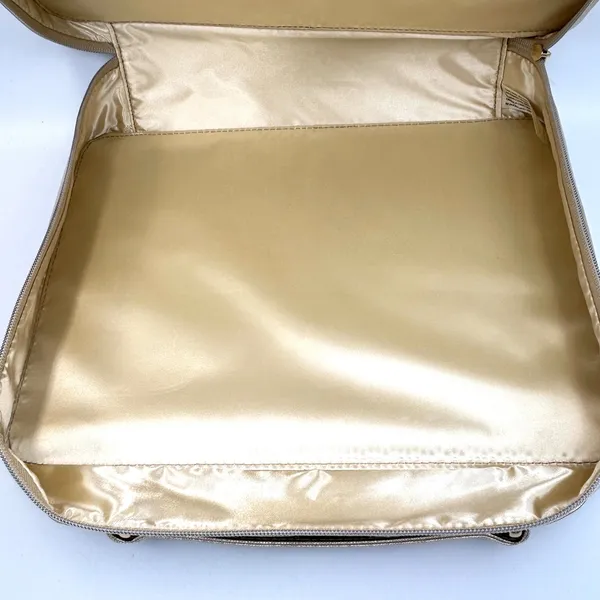 Lancome Makeup Train Case Travel Bag Gold Metallic Rose Vanity Decor Large NEW‎ - Image 9
