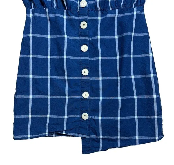 Zara trf Dark Blue Windowpane Cotton Mini Dress Women’s US M - Image 4