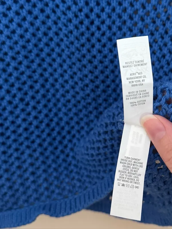 Offline By Aerie Blue Open Knit Sweater Tank Top Women’s Small Beach Cover Up - Image 5