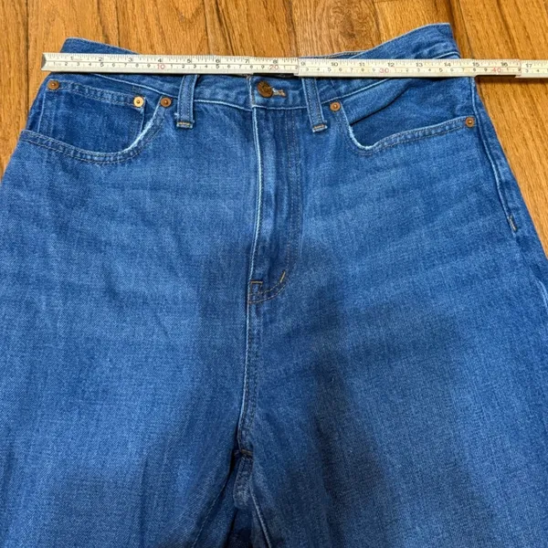 Madewell Baggy Straight Jeans Medium‎ Wash Blue Cotton Hemp Size 28 - Image 12