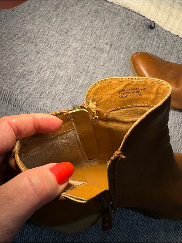 Frye Cognac Leather Ankle Booties with Side Zip Size 8.5 - Image 10