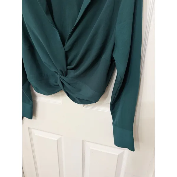 Abercrombie &‎ Fitch Womens Twist Front Crop Top Forest Green Long Sleeve L - Image 2