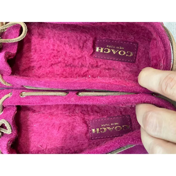Coach Antonia Moccasin Pink Suede Slippers - Image 4