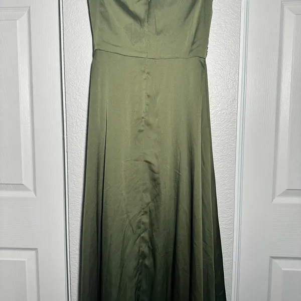 Dessy Collection • Formal Gown • Olive Green • 2R • Off Shoulder • Bridesmaid - Image 8