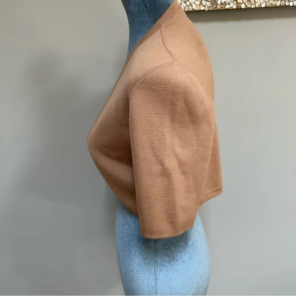 Michael Kors Tan Brown Cardigan Shrug Bolero Sweater Jacket knit Small Italian - Image 3
