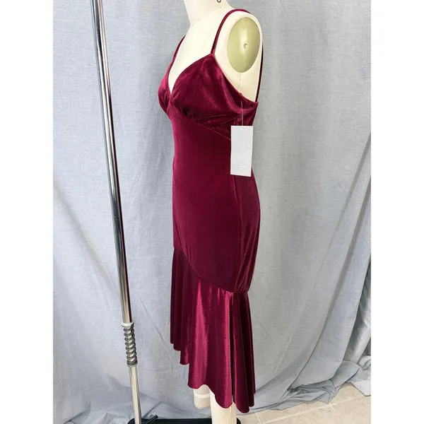 THEIA Burgundy Velvet Spaghetti Strap Mermaid Trumpet Gown‎ NWT Size 8 $495 - Image 10