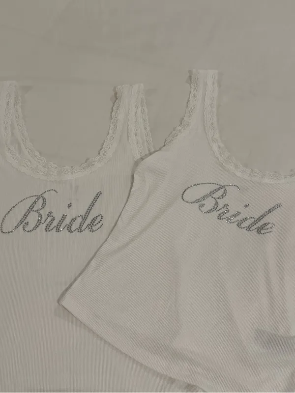 Rhinestoned Bride Lace Cami - Image 3