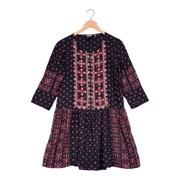 Anthropologie‎ Dress Small Womens Vanessa Virginia Embroidered Button Front Mini - Image 2