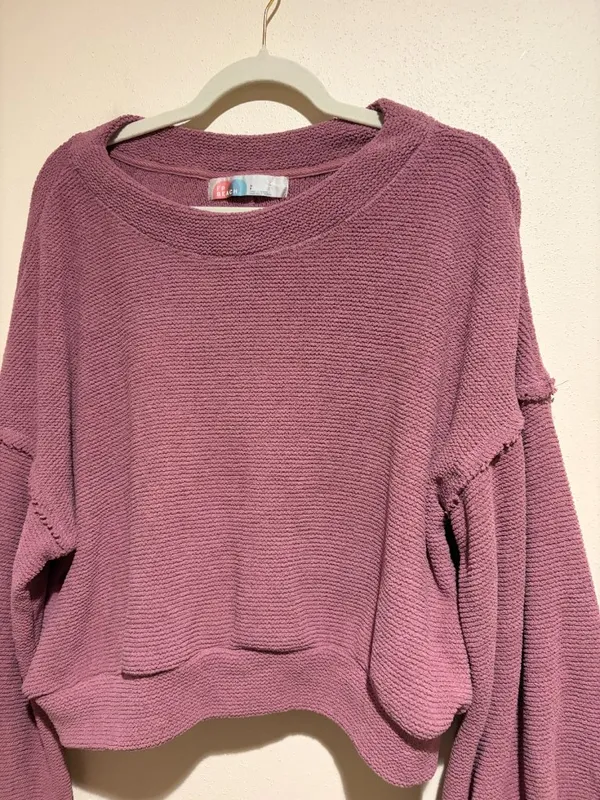 Free People FP Beach Happy Pullover Sweater Sweatshirt Mauve - Image 3