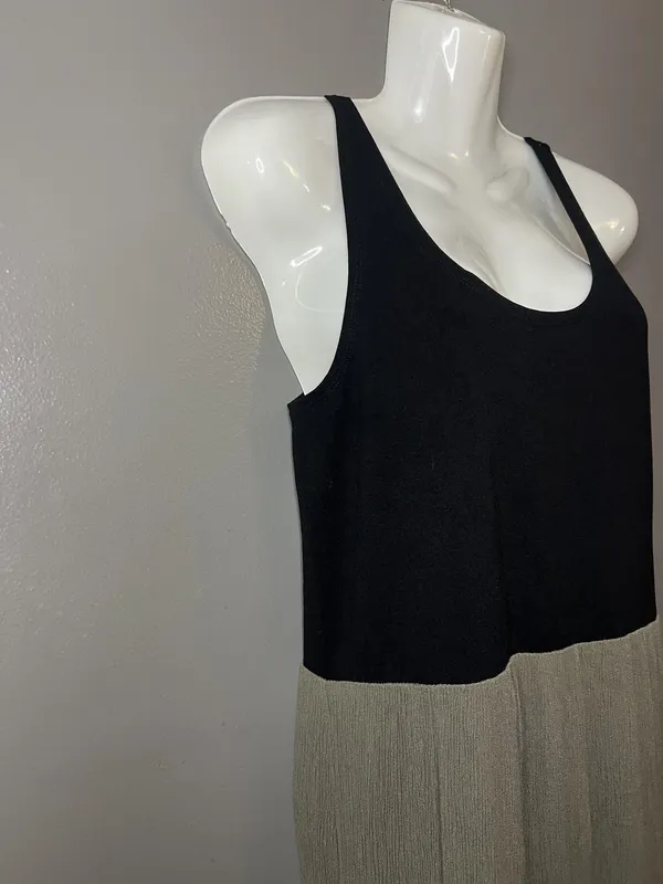 Lou & Grey Dress Womens Medium Black Olive Colorblock Maxi Sleeveless Tank - Image 4