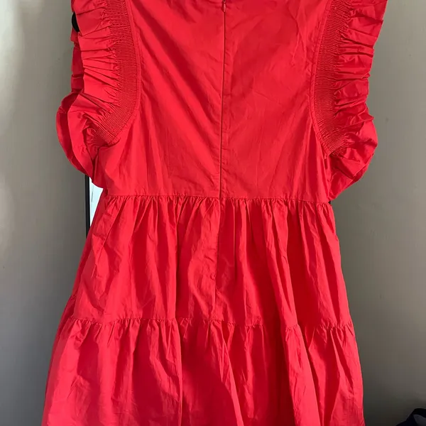 NWT English Factory Women’s Ruffled Dress with Smocked Detailing in Red - Image 6