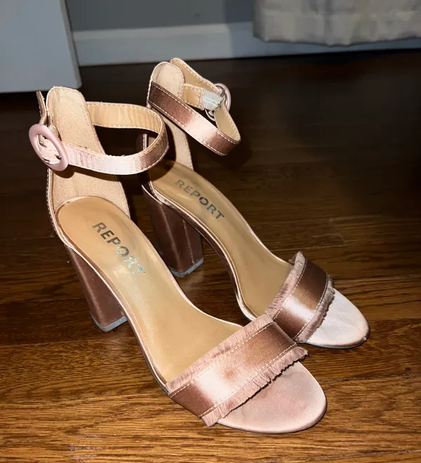 Lulus Blush Satin Ankle Strap Heels - Image 2