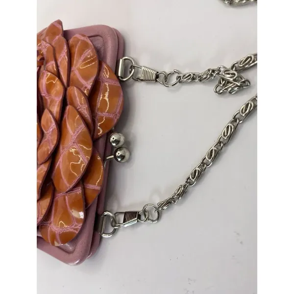 Brighton Coin‎ Purse Crossbody Bag Rosalie Flower Red Burgundy Leather Kiss Lock - Image 4