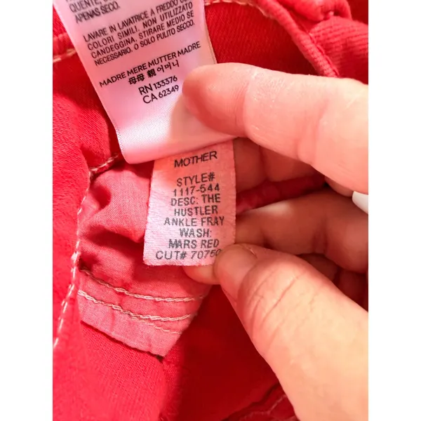 Mother Superior The Hustler Ankle Fray Jeans Womens Mars Red Size 28 1117-544 - Image 3