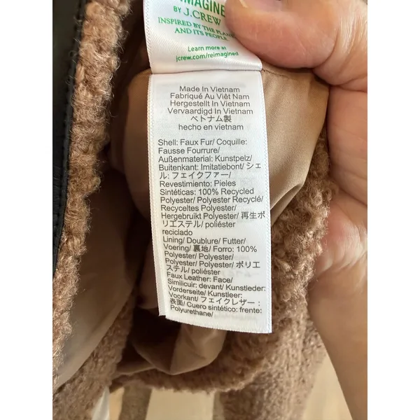 J. Crew Sherpa Lady Barn Jacket Women's Brown Collarless Long Sleeve Boho - Image 6