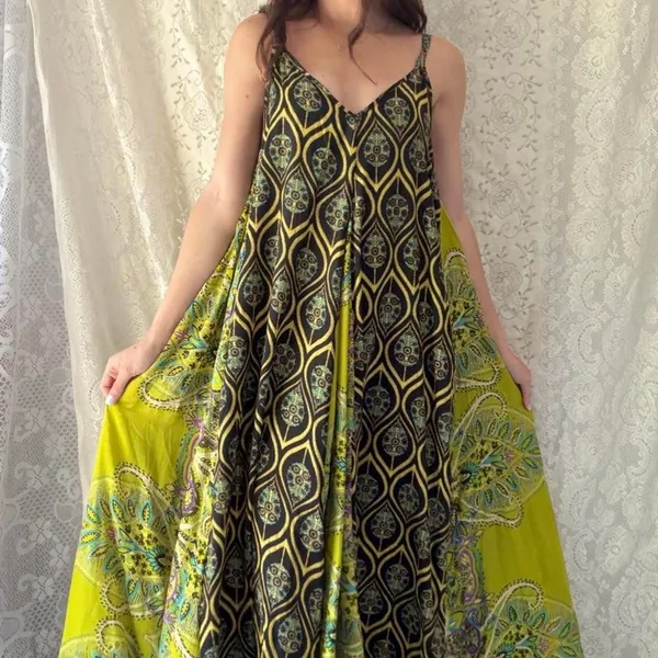 Zenobia Italia Design Boho Paisley Patchwork Maxi Dress Size 1 - Image 3
