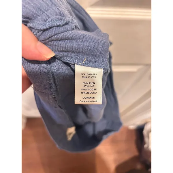 Love Tree Blue Linen Blend Utility Straight Leg‎ Pants Women Large Lightweight - Image 7