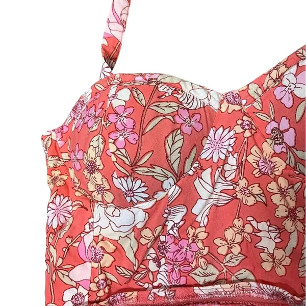 BOG Collective Floral Halter Bustier Crop‎ Top Boho Festival Pink Size Medium - Image 5