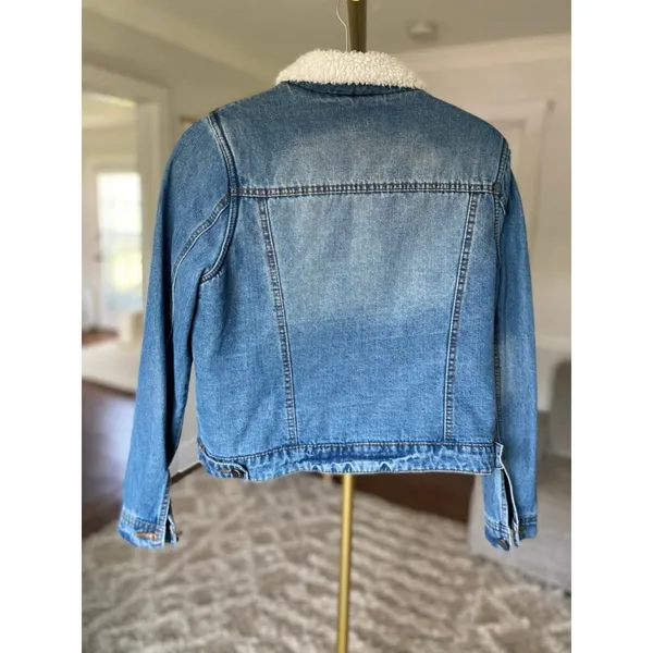 Joujou Sherpa Lined Denim Jacket Blue Jean Vintage Streetwear Winter Autumn Boho - Image 3