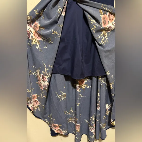 Omonsim Navy Floral Off-Shoulder Maxi Dress | Asymmetrical Hem Boho Romantic - Image 6