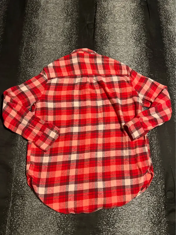 Womens XS Aerie Oversized Button Down Red Plaid Flannel Shirt - Image 3