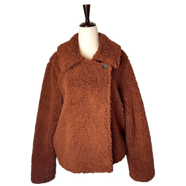BB Dakota Coat Women Small Brown Sherpa Fuzzy Teddy As‎ She Goes Jacket NWOT - Image 3