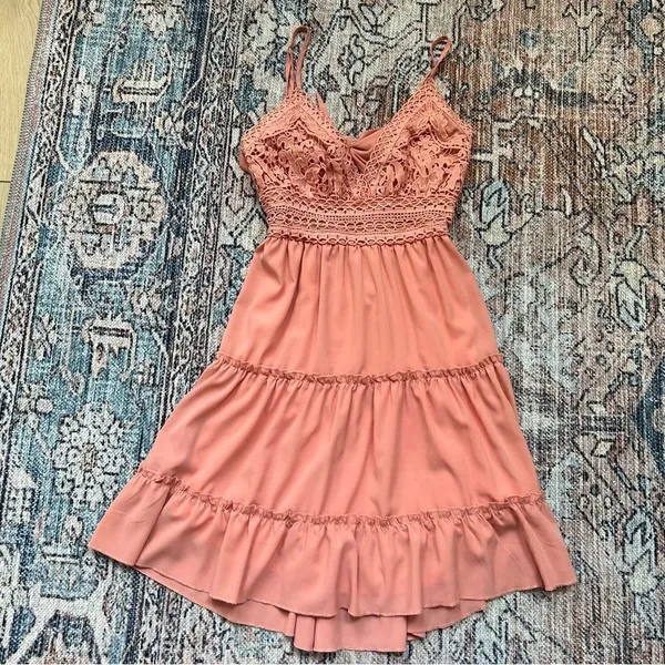 ECOWISH‎ Womens V-Neck Spaghetti Strap Bowknot Backless Sleeveless Lace Mini - Image 12