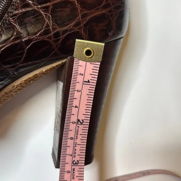 Charles David Embossed Leather Faux Fur Brown Boots 6.5 - Image 7
