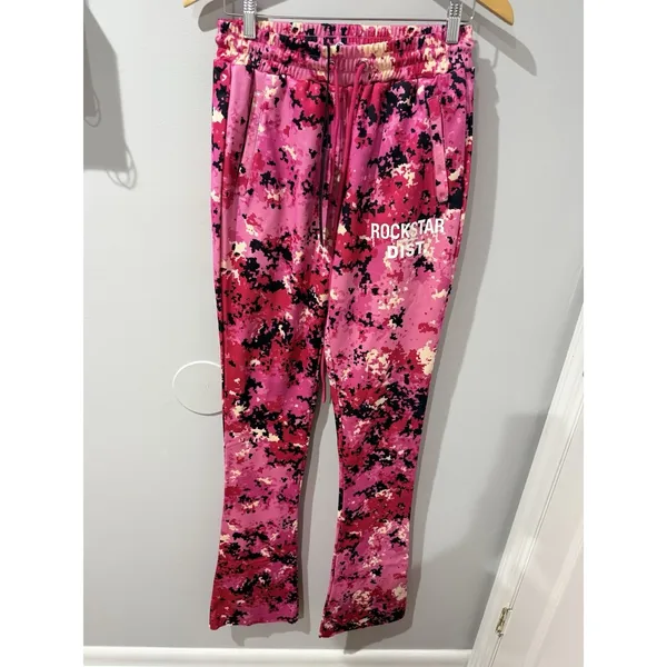 Rockstar Original Juliana Pink Digital Camo‎ Super Stacked Track Pant Sz M R - Image 2
