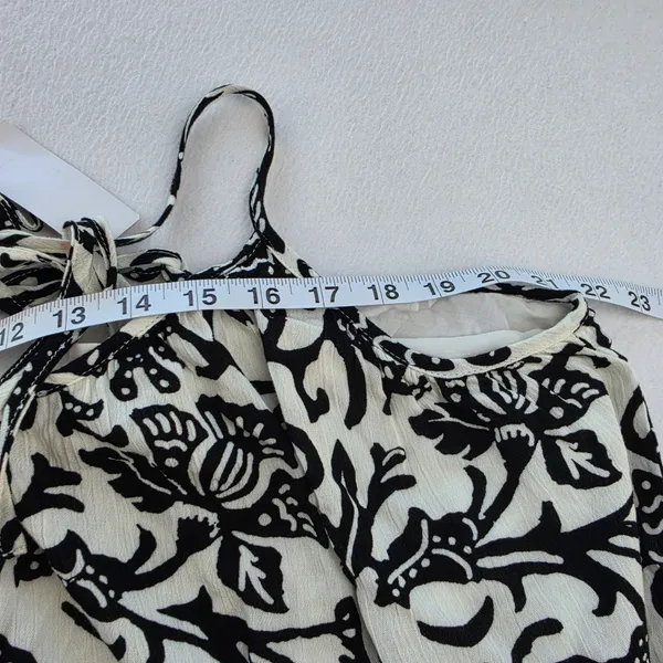 Loft NWT Womens Black White Floral Woodcut Maxi Dress Tie Back 566458 Size Large - Image 10