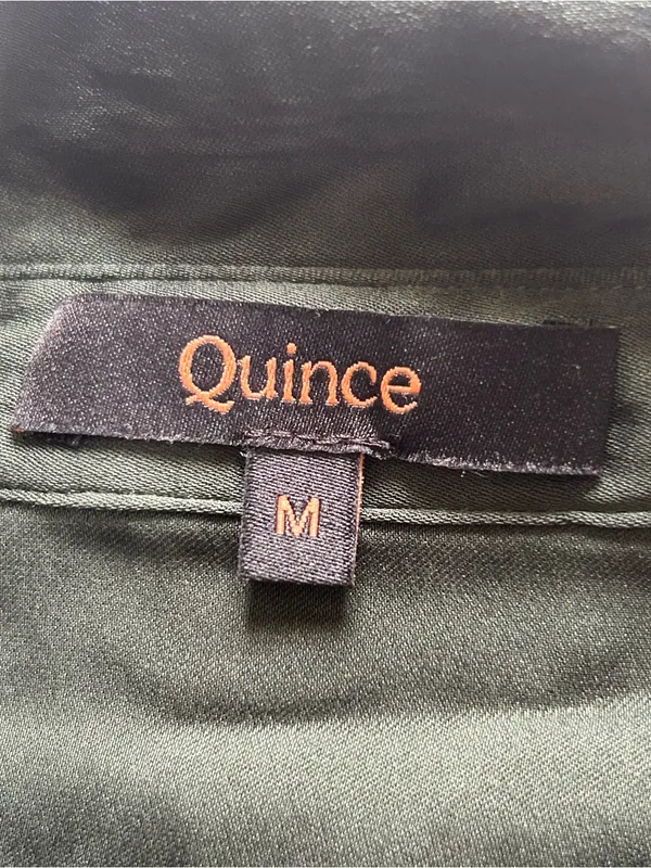 Quince Washable Stretch Silk Puff Sleeve Blouse Forest Green Sz M Contemporary - Image 13