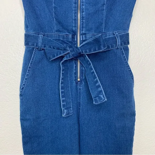 NWOT Haute Monde Zip Up Front Denim Short Sleeves Bodycon Jumpsuit, Sz Small - Image 6