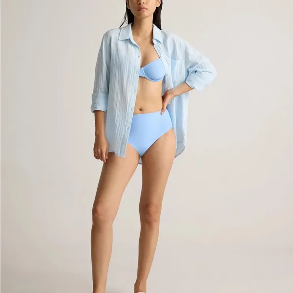 NWT Quince Women's Italian Demi Bikini Top Clear Blue Sky Size Large - Image 6