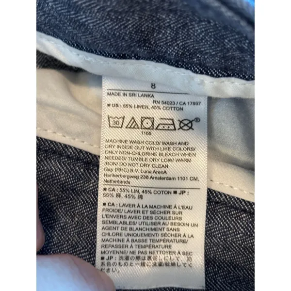 Banana Republic Blue Herringbone Chambray Linen Cotton Shorts Size 8 4in Inseam - Image 4