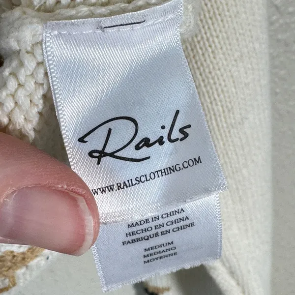 Rails Cream Star Print Crew Neck Sweater Womens M Preppy Classic Casual Cozycore - Image 7