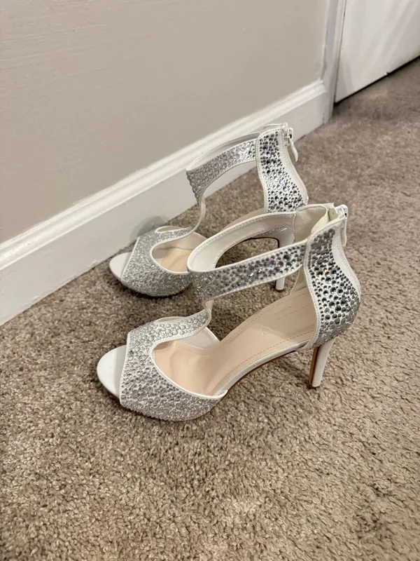 David's Bridal Crystal-Detailed Peep-Toe Shooties STYLE# NELIA 8.5 - Image 3