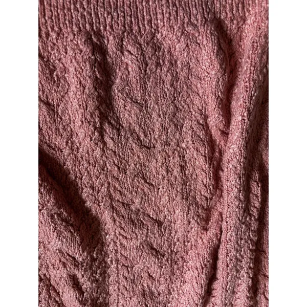 Free People Cable Knit Sweater Large Pink Boho Chunky Pullover - Image 4