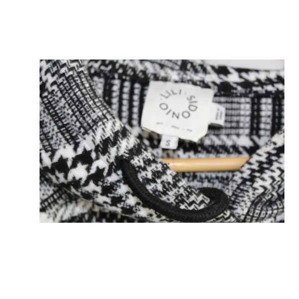 Lili Sidonio Molly‎ Bracken Women's Black & White Plaid Hoodie Dolman Size Small - Image 3
