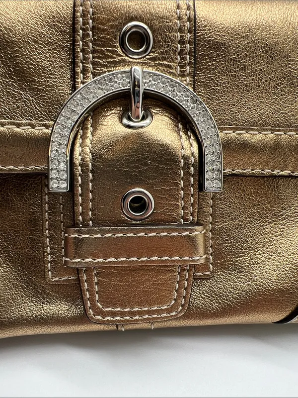 Vintage Coach Soho Shoulder Bag Swarovski Crystals Gold RARE Limited Edition Y2K - Image 3