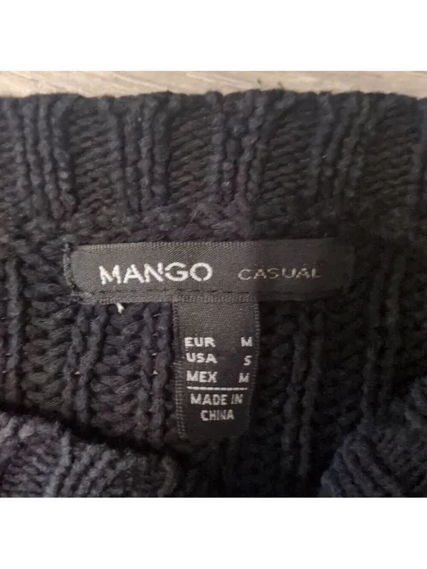 Mango casual black chunky knit sweater size medium - Image 2