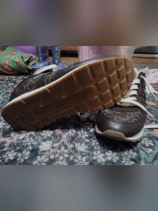 Calvin Klein Brown Monogram Lace-Up Sneakers - Image 3