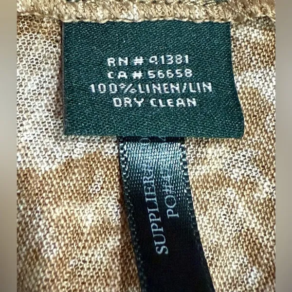 LRL Ralph Lauren Linen Snake Print Long Sleeve Tan Boatneck‎ Top Size Medium - Image 5