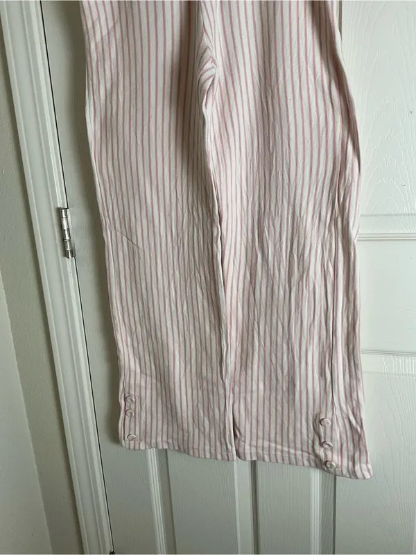 Zara Pink & White Striped Cotton Wide-Leg Pants - Size 13-14 - Image 3