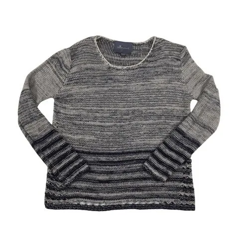 Paper Crane Urban Outfitters Grey Blue Striped Woven Long Sleeve Top Size Large - Image 4