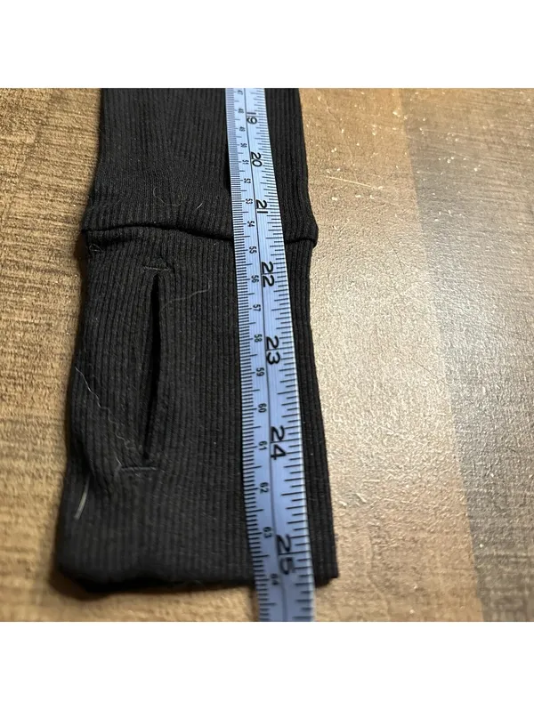 Hollister Black Ribbed Button-Up Long Sleeve Top With Thumb Holes - Image 8